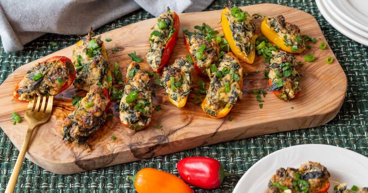 Sausage & Cream Cheese Stuffed Mini Bell Peppers - Poppy Trail Table